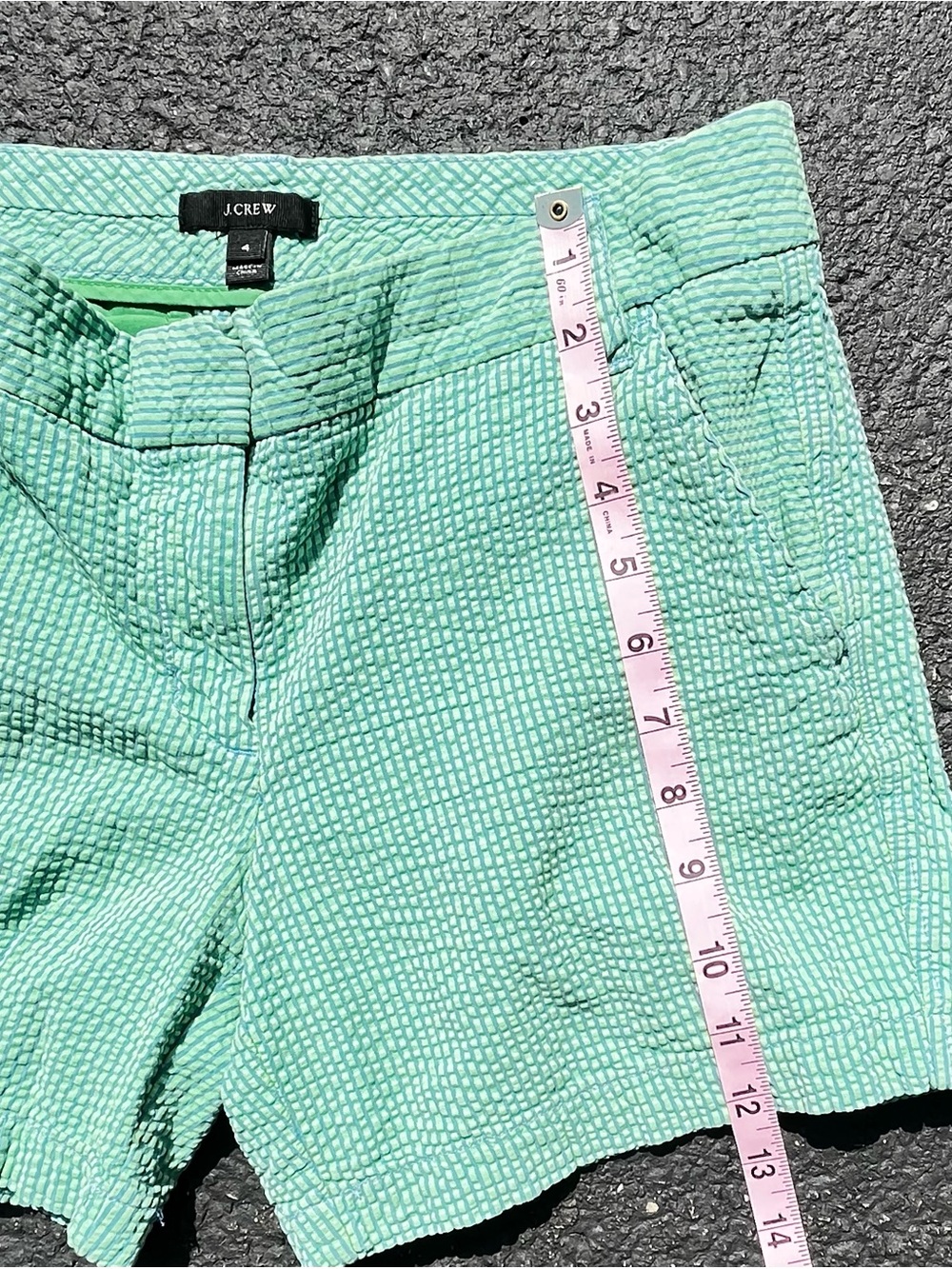 J.Crew Women’s Mint Seersucker Bermuda Textured Chino Shorts Size 4 - Picture 2 of 8